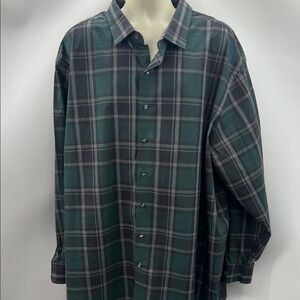 Synrgy Classic Green Plaid Button-Down Shirt 4XL